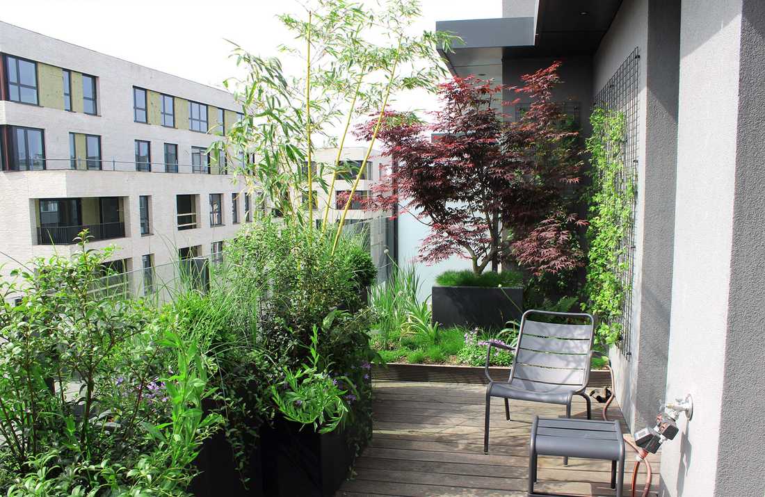 Aménagement paysager de la terrasse d'un appartement-penthouse à Bordeaux